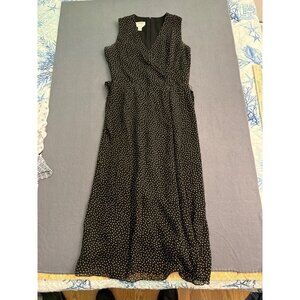 Talbots Pure Silk Black & White Polka Dot Sleeveless Wrap Dress Size 4